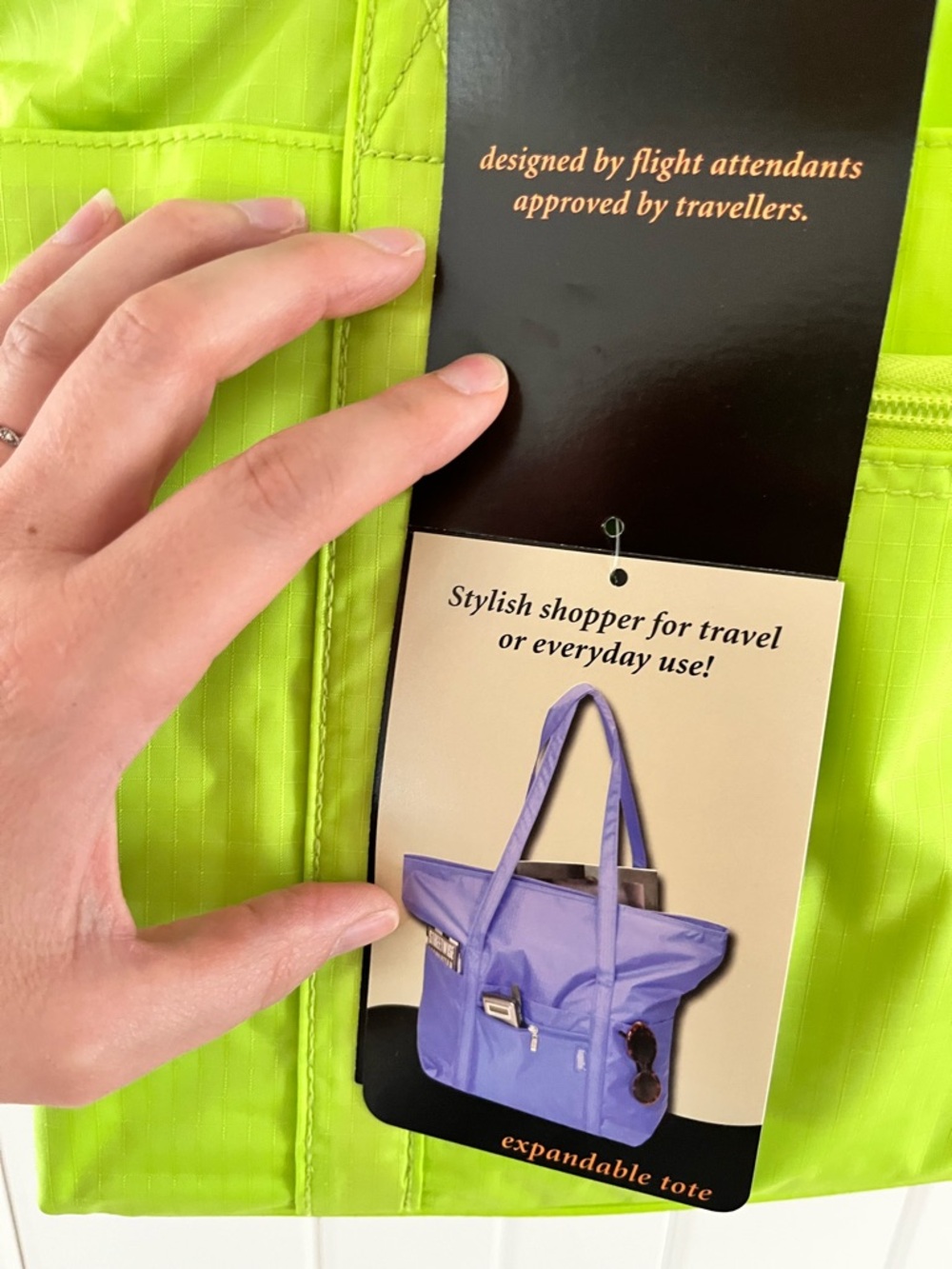 Baggallini (3) Packable Neon Lime Green Tote, Cosmetic Bag & Jewelry Bag, NWT - Picture 6 of 10